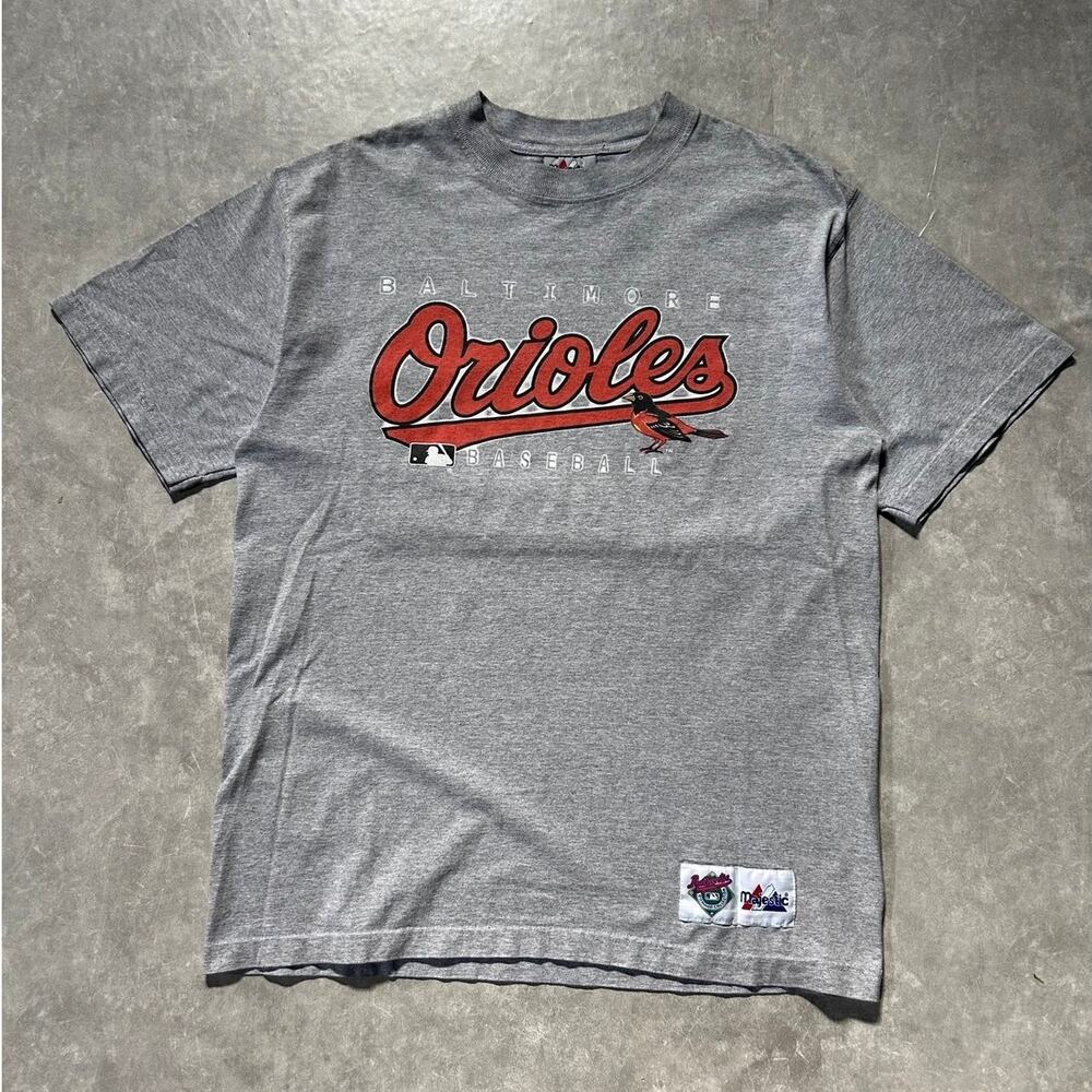 90s Vintage Baltimore Orioles Script Grey T Shirt Size M